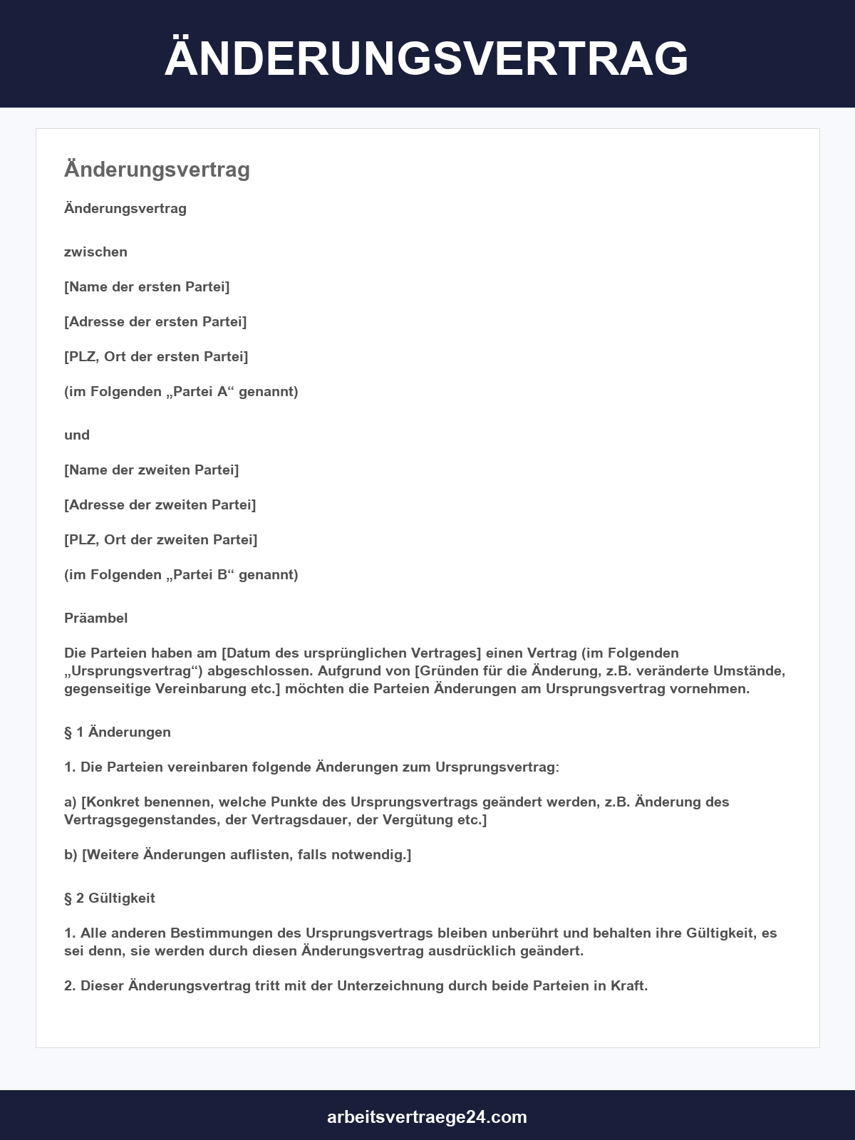 Änderungsvertrag Muster