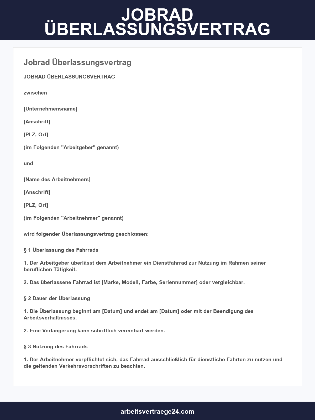 Jobrad Überlassungsvertrag